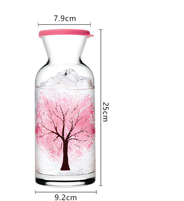 Sakura Kleurveranderende Glazen Waterkaraf – Kersenbloesem Karaf met Magisch Effect