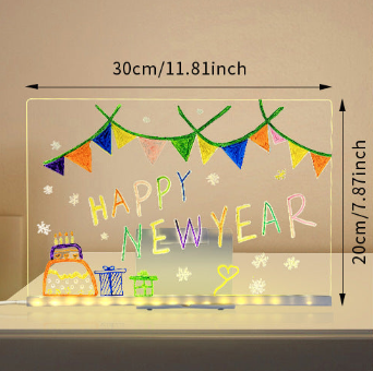 LED Acrylic Message Board – Herbruikbaar Lichtgevend Schrijfbord met Nachtlampfunctie