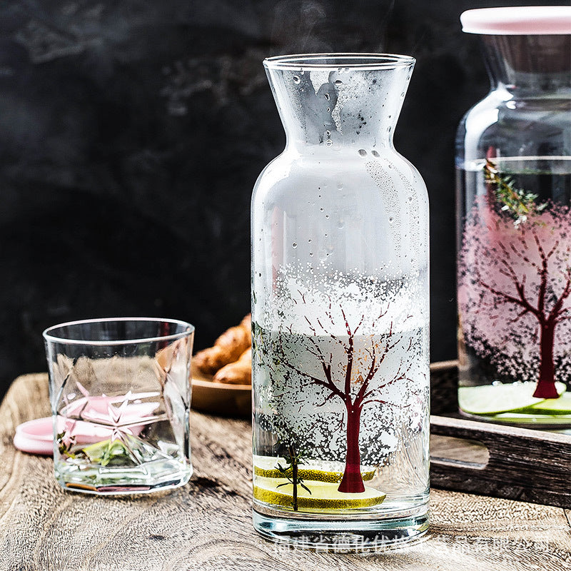 Sakura Kleurveranderende Glazen Waterkaraf – Kersenbloesem Karaf met Magisch Effect