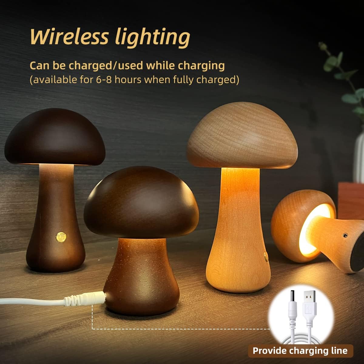 LumiMush™ Wooden Night Light – Zachte Gloed & Magische Rustmomenten