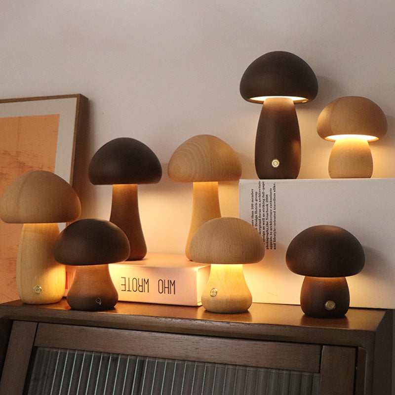 LumiMush™ Wooden Night Light – Zachte Gloed & Magische Rustmomenten
