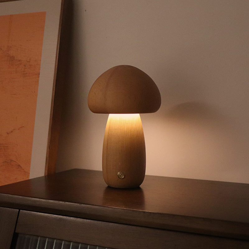 LumiMush™ Wooden Night Light – Zachte Gloed & Magische Rustmomenten