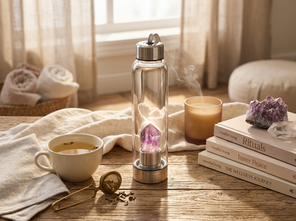 Crystal Waterfles met Amethist -
