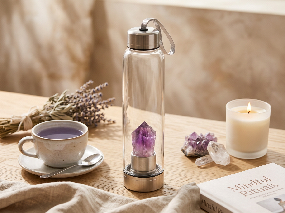 Crystal Waterfles met Amethist -