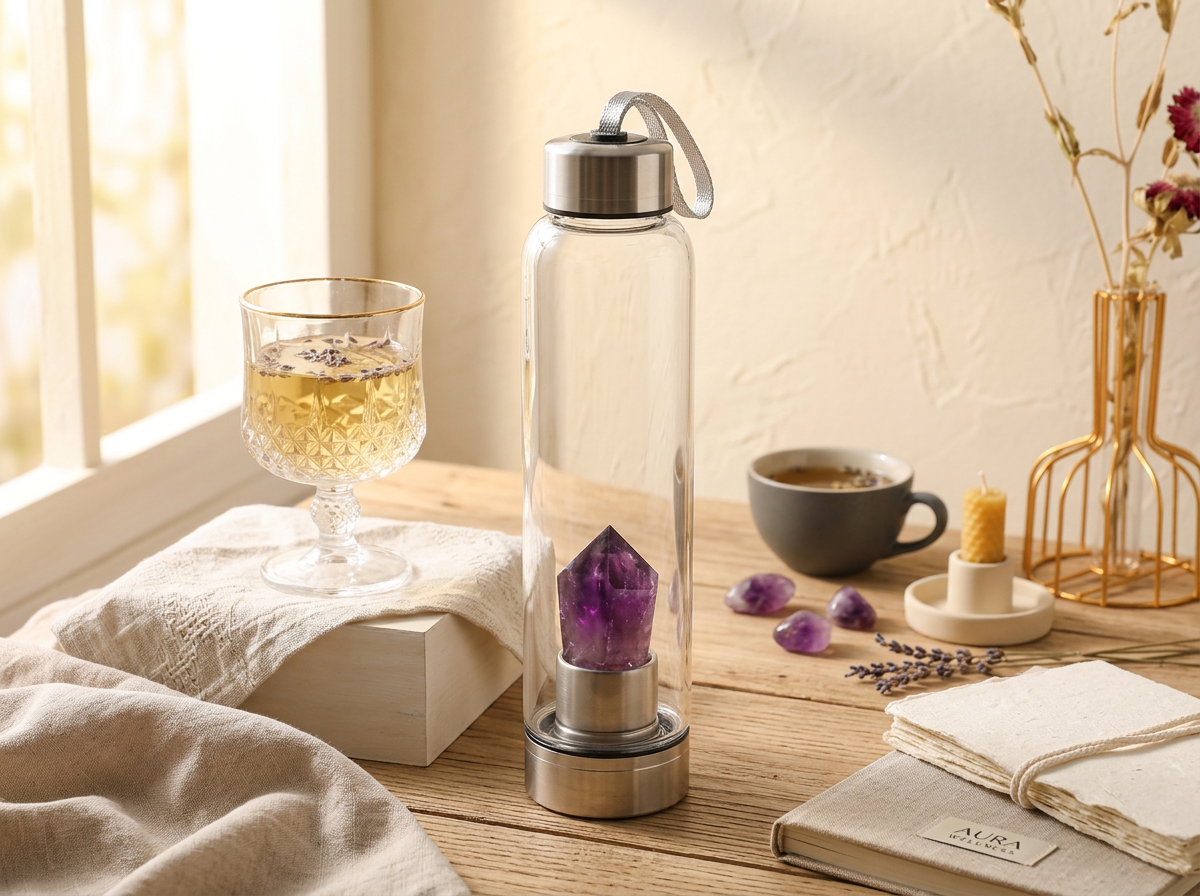 Crystal Waterfles met Amethist -