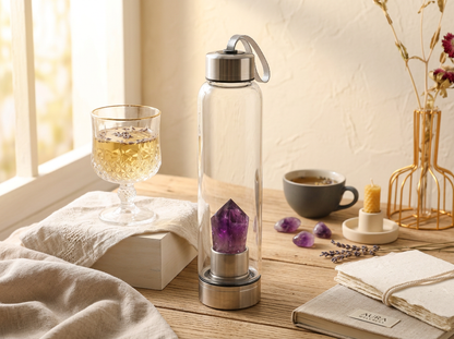 Crystal Waterfles met Amethist -