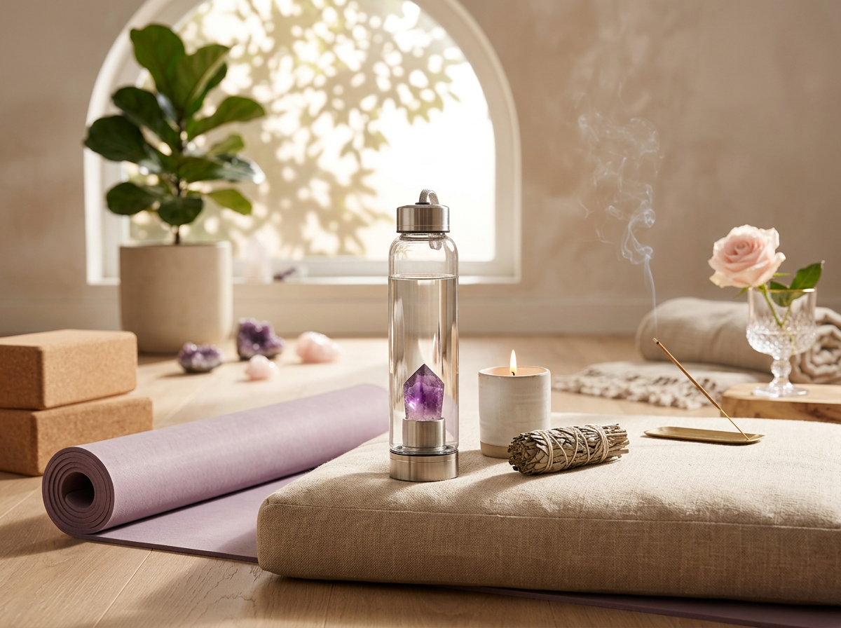 Crystal Waterfles met Amethist -
