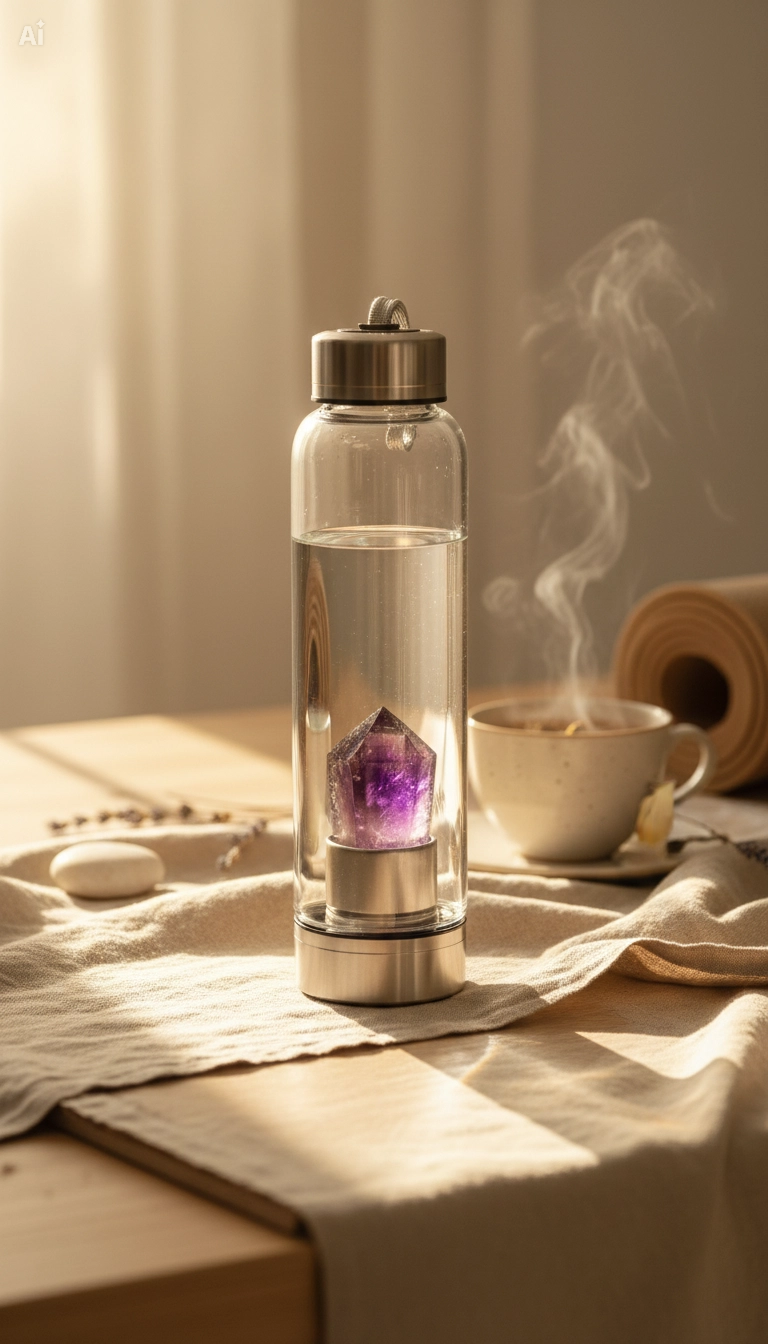 Crystal Waterfles met Amethist -
