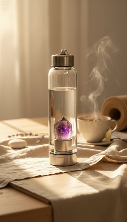 Crystal Waterfles met Amethist -
