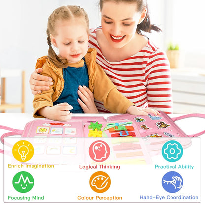 🌈 LearnBloom™ Montessori Activiteitenbord – Spelend Leren & Ontdekken