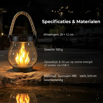 LumiFlame Solar Lantaarn – Een Zachte Gloed voor Rustvolle Avonden