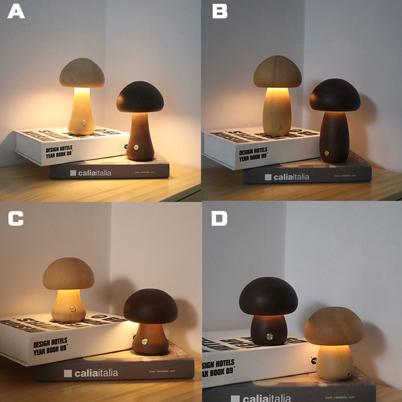 LumiMush™ Wooden Night Light – Zachte Gloed & Magische Rustmomenten