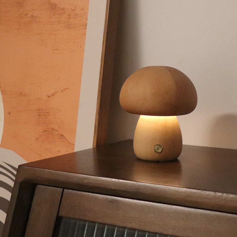 LumiMush™ Wooden Night Light – Zachte Gloed & Magische Rustmomenten